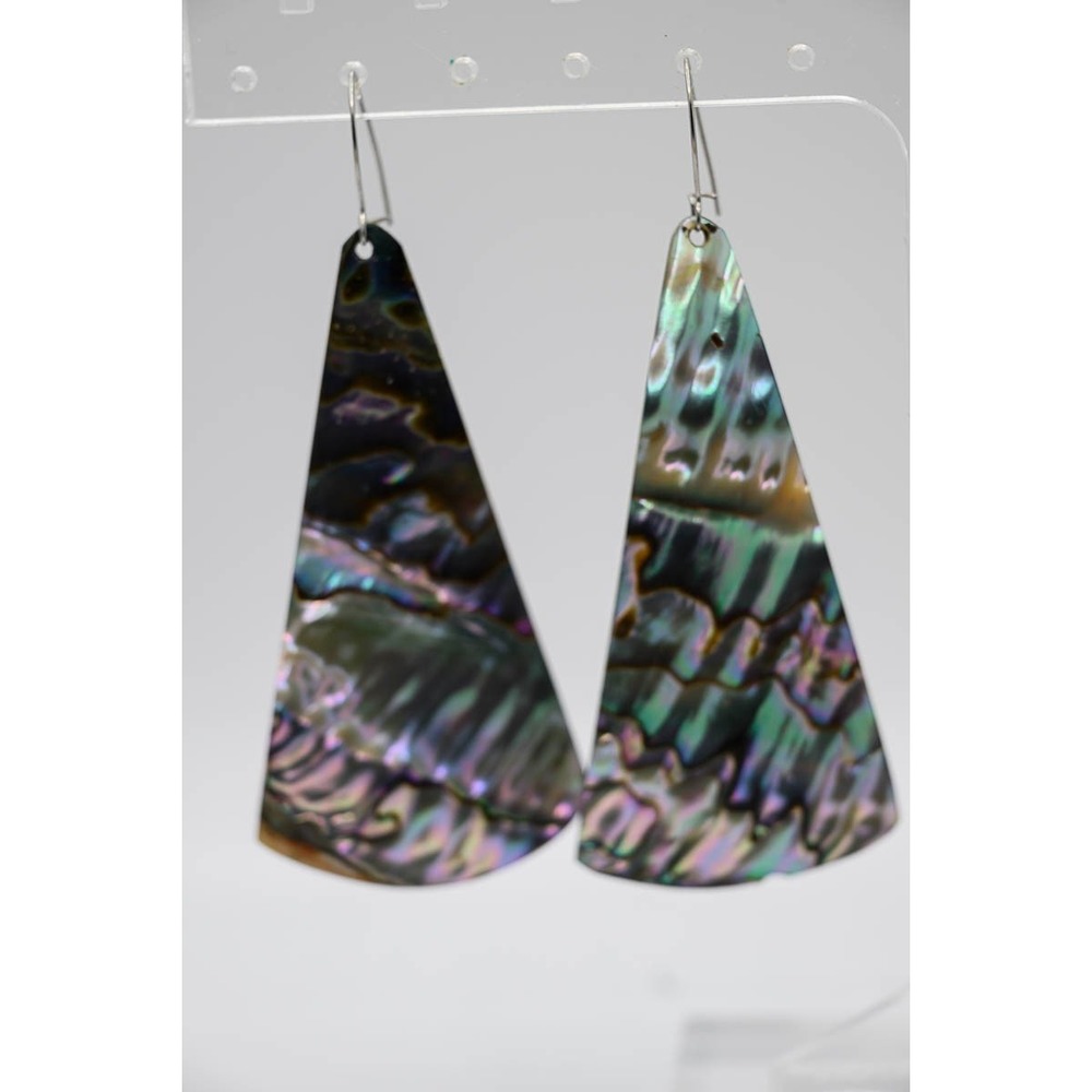 Earrings natural abalone shell dangle drop long chunky